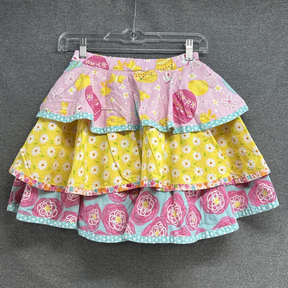 Jelly The Pug Tiered Skirt Girls 12 Colorful Spring Easter Print Elastic Waist